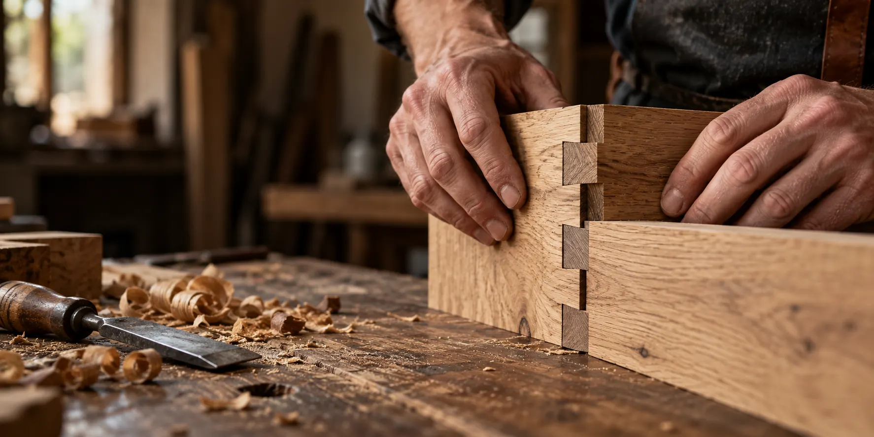 Visualisierte Detailarbeit an einem Holzwerkstück