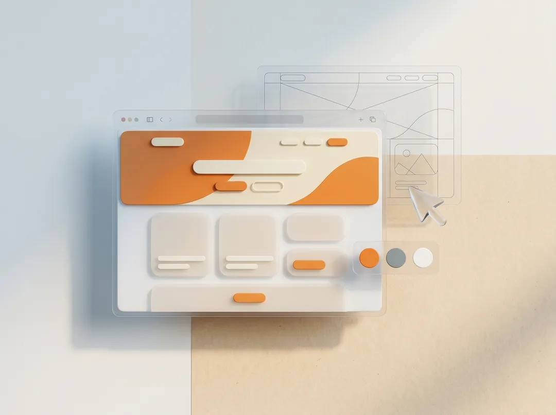 Individuelles Webdesign: modernes Website-Layout mit Farben und UI-Bausteinen
